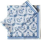 FINGERCRAFT Cloth Napkins Set of 12 Cotton Linen, 20x20 Inch, Damask Blue - Image 2
