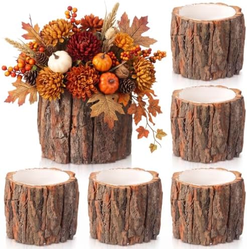 6 Pcs Wooden Vase for Centerpieces Wedding Flower, 4.7 Inch by RimCereal