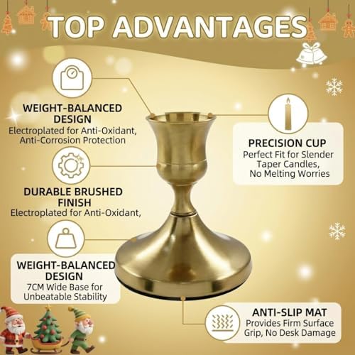 Gold Wine Glass Metal Candlestick Holders -Vintage Modern Metal Taper Candle Holders, Decorative Centerpiece for Table Mantel, Wedding Kitchen Home Decor, Wedding Gift,30Pcs - Image 3