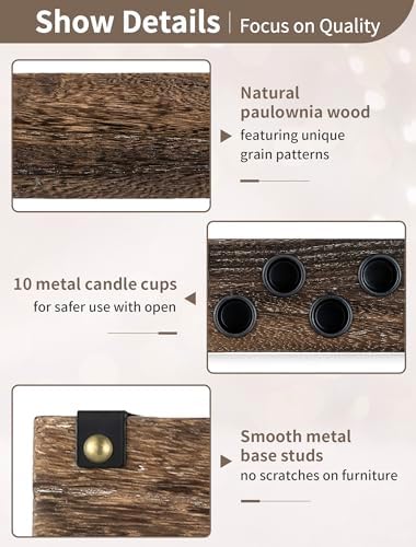 NUPTIO Taper Candle Holders Wood: Wooden Candelabra Long Candles Stick Centerpieces - Farmhouse Candlestick Holder 20 arm for Birthday Party Fireplace Table Decor 30 Inches - Image 5