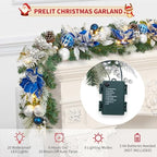 Garvee 6 Ft Christmas Garland with Lights for Mantle, Blue Silver - Image 4