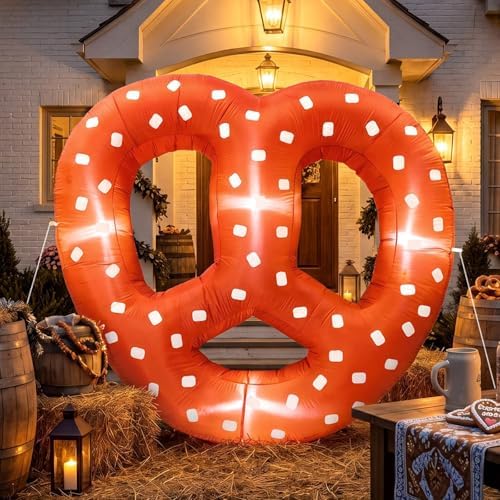 5.5FT Inflatable Pretzel Decoration LED Lighted Oktoberfest Beer Party Prop by VIHOSE