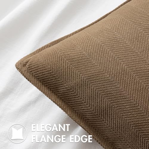 MIULEE Pack of 2 Dark Brwon Euro Shams Chenille Pillow Covers 26x26 Inch - Image 2