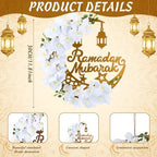 Lineshading Eid Ramadan Mubarak Wreaths Ramadan Decorations for Home Front Door Eid Decor Round Metal Hoop Floral Hanging Garland for Wall Window Indoors Outdoor Farmhouse Decor (Classic) - Image 2