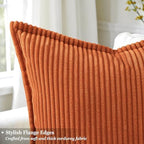 decorUhome Fall Corduroy Rust Throw Pillow Covers 26x26 Set of 2 - Image 2