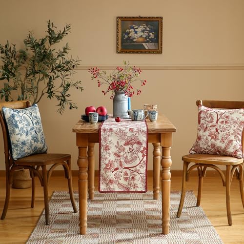 ISAENNE Designer Vintage Linen Extra Long Table Runner,118"x12"-Ruyi A - Image 3