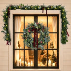 WANNA-CUL 24In Christmas Wreath for Front Door with 3M 30 LED Timer Lights - Image 4