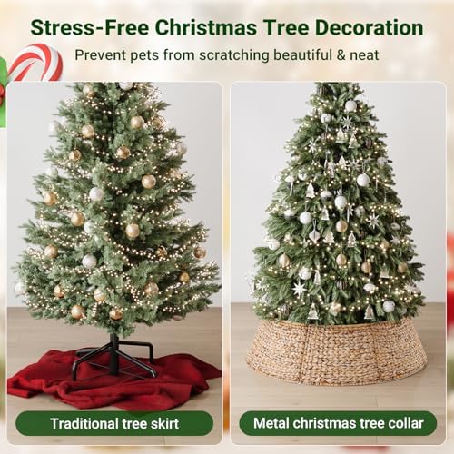 ELYKEN 42-Inch Woven Rattan Christmas Tree Collar, Stylish Hyacinth 5-Piece Tree Skirt for Artificial Trees, Wicker Tree Base Cover with Cord Cut-Out for Home Decor, Living Room Display, Natural - Image 6