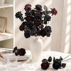 Auihiay 60Pcs Black Artificial Roses, Faux Halloween Flowers, Balck Roses - Image 4
