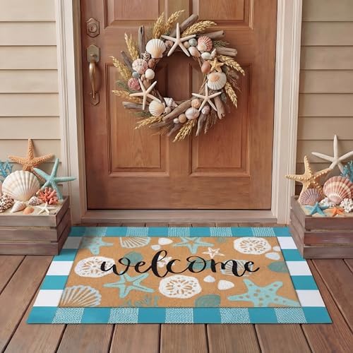 Tinideya 2 Pcs Summer Coastal Door Mat Beach for Front Porch Decor by Tinideya