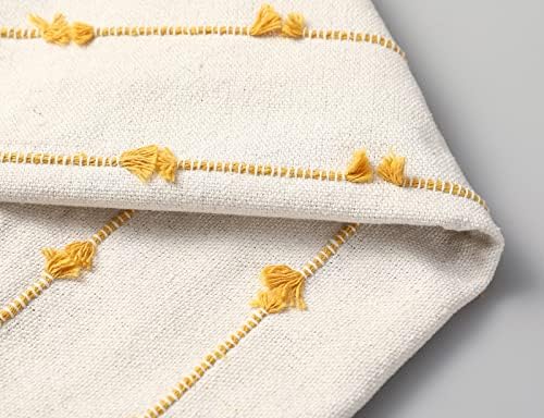 NUYECY Set of 2 Boho Throw Pillow Covers 24x24,Beige Yellow Neutral Couch Pillow Case with Tassel Fringe Decorative，Modern Accent Farmhouse Cushion Covers for Sofa Couch Bed Living Room - Image 5