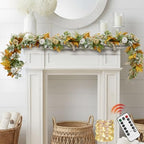 Fall Mantel Garland Decor for Home - 6 Ft Autumn Leaves Table Garlands with Lights Decorations for Thanksgiving and Halloween Leaf Centerpieces for Bedroom Tables Stair Porch Outdoor Farmhouse - Image 3