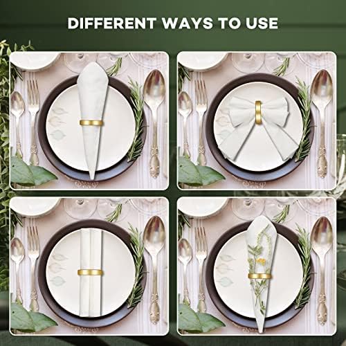 Chengu 40 Pcs Gold Napkin Rings Stainless Steel, Matte Gold Semicircle - Image 4