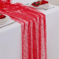 Snowkingdom 6 Pcs Red Glitter Table Runner 10 FT, Sheer Chiffon Sparkle Gauze Cheesecloth Mesh Runners 120 Inch, Red Table Centerpieces Decoration for Birthday Party Wedding Christmas Mothers Day by Snowkingdom