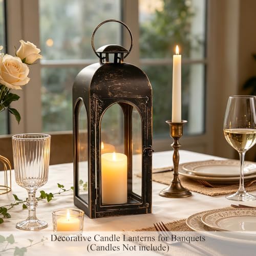 16.25'' Decorative Candle Lanterns for Indoor Outdoor, Waterproof Copper Hanging Lantern for Porch Patio Party - Image 3