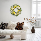 wwmira 22 Inch Spring Summer Wreath for Front Door, Artificial Wreath with White Peony Yellow Flowers and Green Leaves, Farmhouse Decor Wreath for Indoor Outdoor Wall Window - Image 4