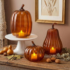 Yungyan Set of 3 Glass Pumpkin Fall Decor Table Centerpiece, Brown by Yungyan