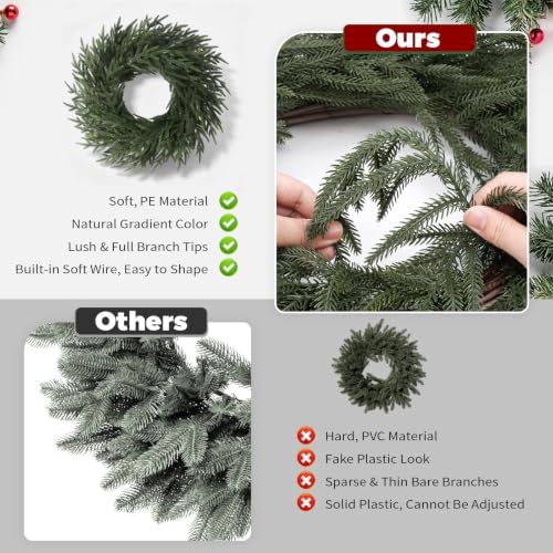26" Christmas Norfolk Pine Wreath for Front Door (2, Wreath) - Image 7