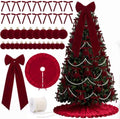 Riceshoot 63 Pcs Burgundy Velvet Christmas Tree Decorations Set by Zuqqaaoor