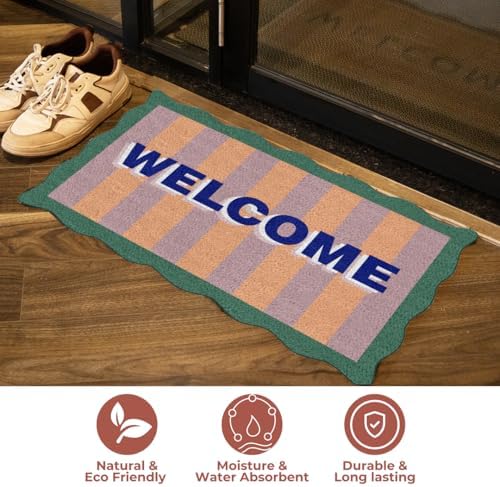 Folkulture Door Mat, Cute, Scalloped Welcome Mat Outdoor Doormats -16"x28" - Image 6