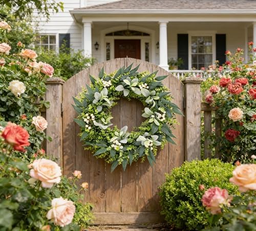 26" Artificial Eucalyptus Wreath for Front Door - Image 4
