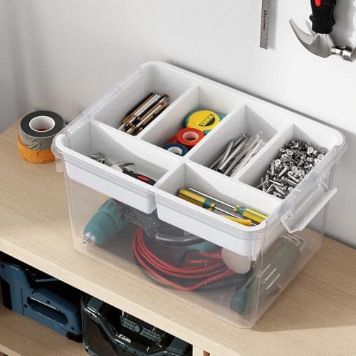 160Qt Plastic Storage Bins with Lids, Clear Latching Organizers Boxes with Removable Trays, Large Portable Storage Containers, for Holiday Ornaments, Home Organization, 4Pack - Image 5