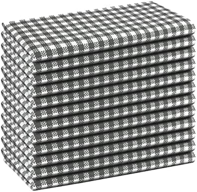 Native Fab Gingham Cloth Napkins 16x16 inches, 100% Cotton Dinner Napkins with Checks, Set of 12, Machine Washable Cloth Napkins, Soft Breathable Absorbent, Grey White - Image 6
