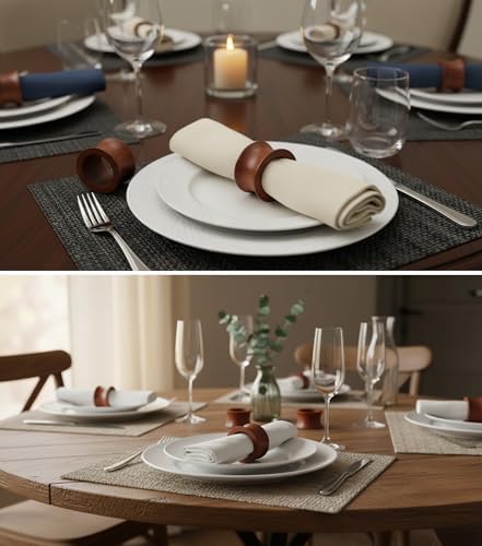 Handcrafted Natural Wood Table Napkin Rings, Set of 6 - Image 2