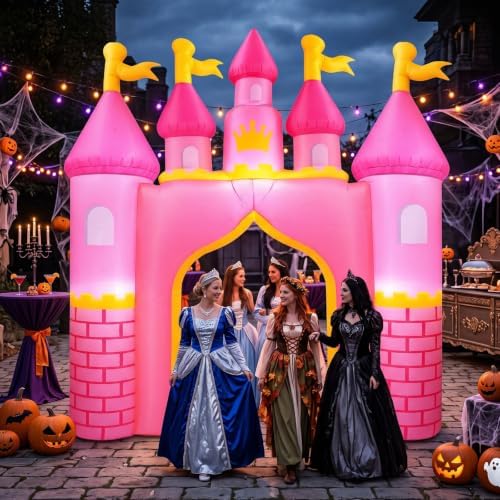 VIHOSE 10 ft Princess Inflatable Castle Arch with LED for Party Entrance - Image 2