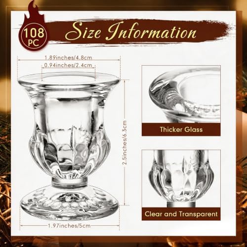 Foaincore 108 Pack Glass Candlestick Holders Bulk 2.5 Inch Taper Candle Holders Small Ritual Candle Stand Table Centerpieces for Wedding Christmas Valentine's Festival Party Dining Decorations (Clear) - Image 2