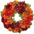 24" Artificial Fall Floral Wreath for Front Door Autumn Wreath with Pumpkin Peony Hydrangea for Halloween Thanksgiving Day Indoor Outdoor Farmhouse Window Wall Décor by Arborus