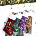 GEXWORLDWIDE GEX Christmas Stockings 4 Pack for Family 22" Large Embroidered Classic Luxury Velvet Red Green Purple Brown Decorations for Fireplace Xmas Season (Set of 4) by GEXWorldwide