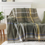 Green Plaid Throw Blanket for Couch, Army Green Plaid Blanket 50"x60" - Image 2
