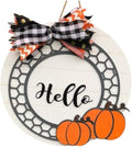 Wood front door sign Wood sign Home decor Welcome sign Sign for front door House warming gift Wedding gift (Wired Pumpkin, 22" Width) by Unknown