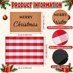2pcs 24x32in Merry Christmas Doormat Red White Buffalo Plaid Rug - Image 2