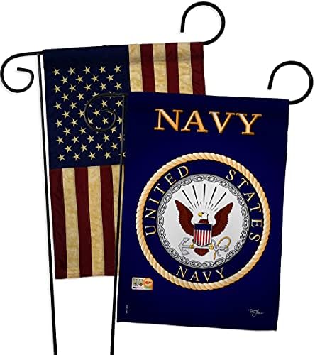 Navy Garden Flag - Pack Armed Forces USN Seabee United State American Military Veteran Retire Official USA Vintage Applique - House Decoration Banner Small Yard Gift Double-Sided Made In 13 X 18.5 by Breeze+Decor