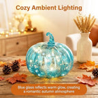 Fall Decorations for Home,Mercury Glass Pumpkin Lights with Timer(Blue) - Image 4