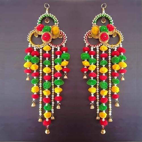 Divyakosh Wall Hanging for Home Decoration Set of 2, Multi Color Flower Diwali Lights, Home Decor, Handmade Diwali Decoration Psychedelic Wall hangings, Door Valance for Wedding - Image 2