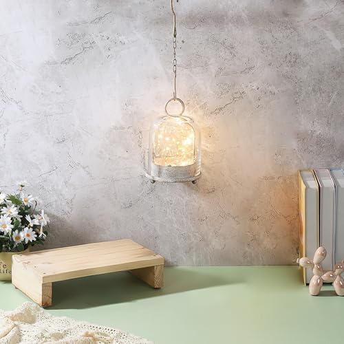 5"x7.5" Versatile Modern Metal Hurricane Lantern with Handmade Sturdy Glass Dome in Vintage White for 3" Pillar Candle & Plants, Industrial, Farmhouse, Shabby Chic - Image 5