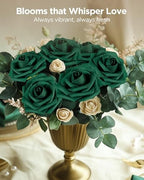 InnoGear Fake Roses 100 Pcs Hunt Green Flowers Artificial Faux Foam Floral - Image 6