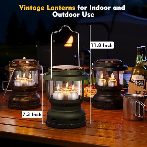 3-Wick Candle Lantern for Power Outages, 18H Emergency Light, Forest Green - Image 5