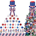 43 Pcs 4th of July Patriotic Tree Decorations Independence Day Christmas Tree Ornaments Ribbon Bow Topper Red White and Blue Hanging Ornaments for National Memorial Day Party by JaaMiin