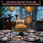 Pickmesh 250 Pcs Death to My 20s Party Decoration 30th Birthday Paper Plates Cups and Napkins Rip to My Twenties Birthday Party Tableware Set for Women Funeral Youth, 50 Guests - Image 6