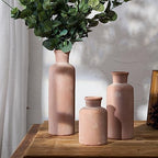 LUKA Ceramic Rustic Farmhouse Vase Set of 3,Terracotta Vases for Home Decor - Image 4