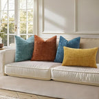 decorUhome Textured Chenille Throw Pillow Covers 24x24 Set of 2 Navy Blue - Image 6