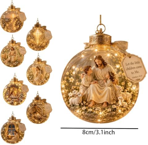 Glowing Christmas Story Ornaments, 8-Piece Light Up Mini Scene Set (Set F) - Image 2