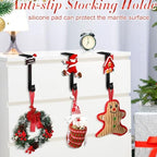 Hicarer Set of 6 Christmas Stocking Hooks for Mantle, Metal Holders for Hanging Stockings, Stocking Hangers for Fireplace for Christmas Decorations (Santa) - Image 4