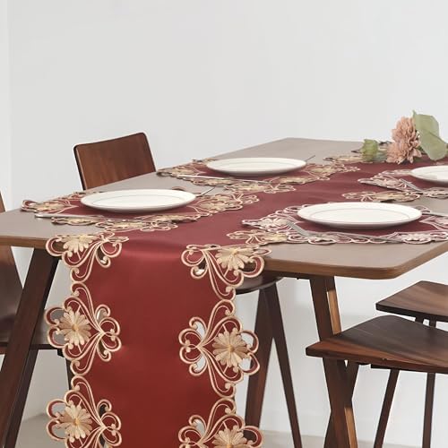 Decozen Set of 8 Doilies for Table, Lace Doilies - Rustic, Crochet, Farmhouse, Kitchen, Dining Table Centerpiece Decor - Round Christmas Placemats - 15 Inch Gold Red, The Imperial Collection - Image 7