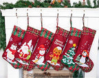 LUBOT 6 Pack Christmas Stockings(21inch) Embroidered Linen Applique Burlap Fireplace Hanging Christmas Stocking Ornament for Family Decorations Holiday Xmas Gift - Image 3