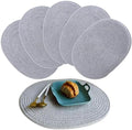 Braided Placemats Set of 6, Cotton Fabric Oval Table Mats Non Slip Washable 16 * 12 inch Oval Place Mats, 6 Pack Grey Cotton Rope Woven Placemats for Wedding Birthday Baby Shower Party Decoration by Unknown